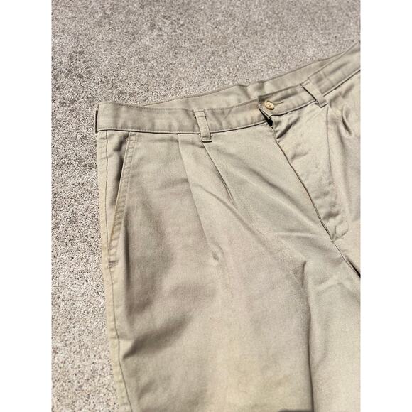 Edward's Pleated Front Zip Fly Tan Khaki Chino Shorts Size 36 - Picture 2 of 4